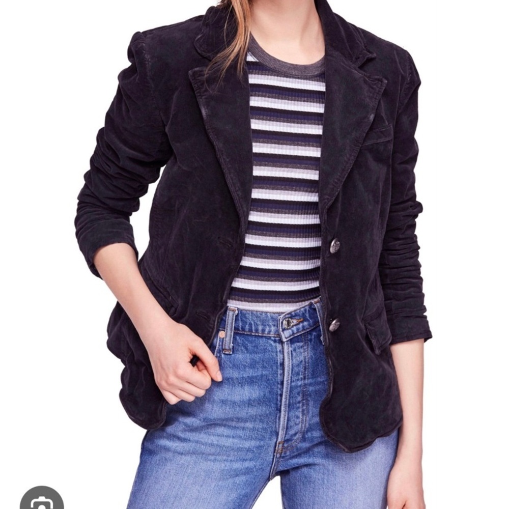 🆕 Free People Black Velvet Blazer
